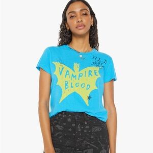 Blue Graphic Tee with Yellow Design